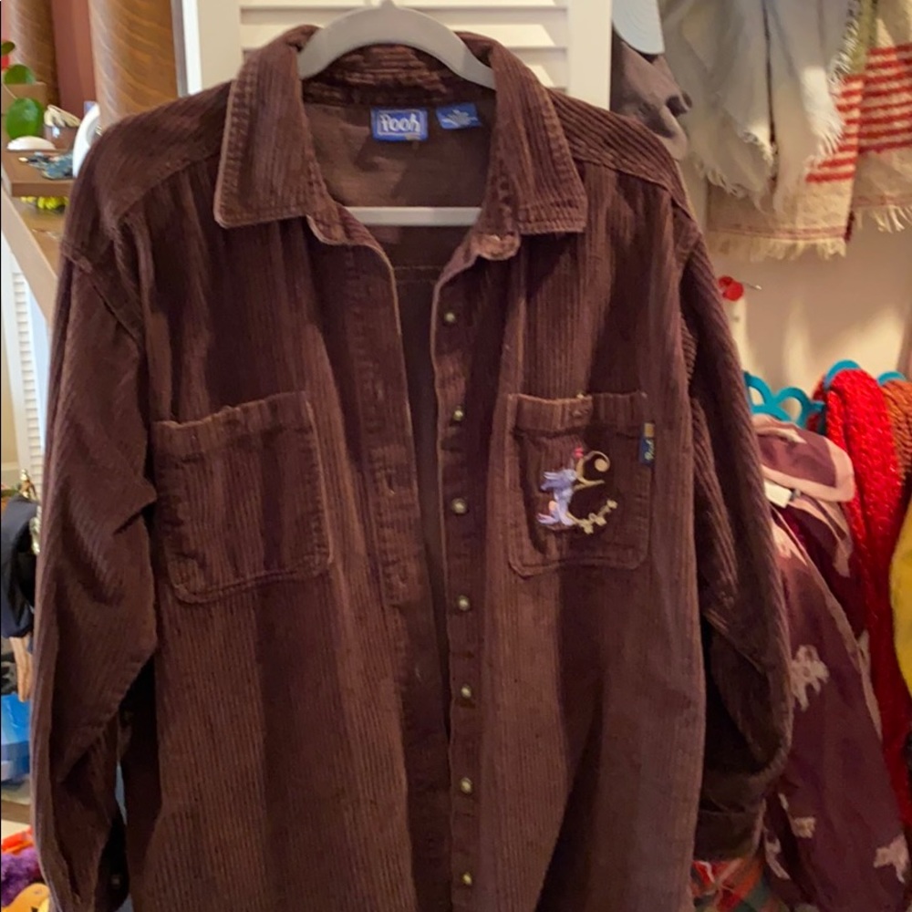 WinniethePooh Corduroy Brown LongSleeve ButtonDown